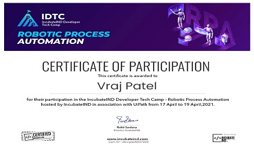 IncubateIND Developer Tech Camp - Robotic Pcoess Automation-2021